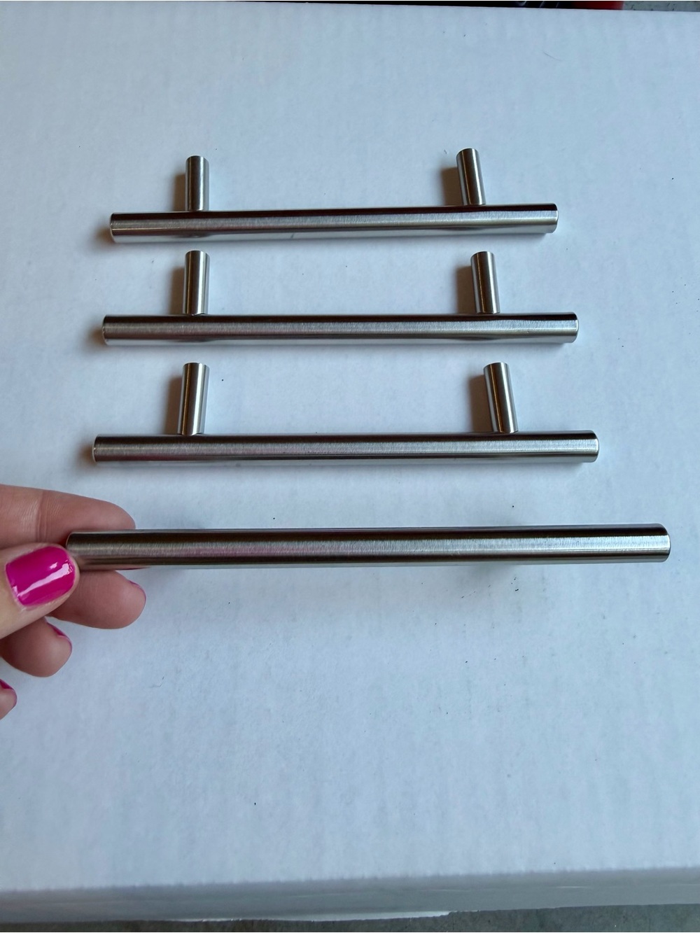 Stainless Steel T-Bar Cabinet Pull Handles - Brushed Nickel Look-Set of 14